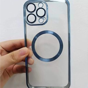 Premium Case for iPhone 14 Pro Max , Blue , Black and Gold